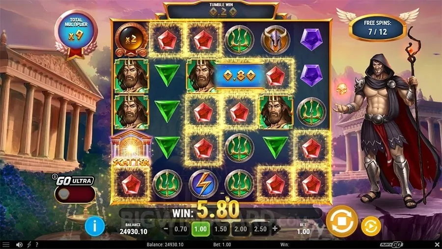 Hand tapping a holographic interface displaying casino games